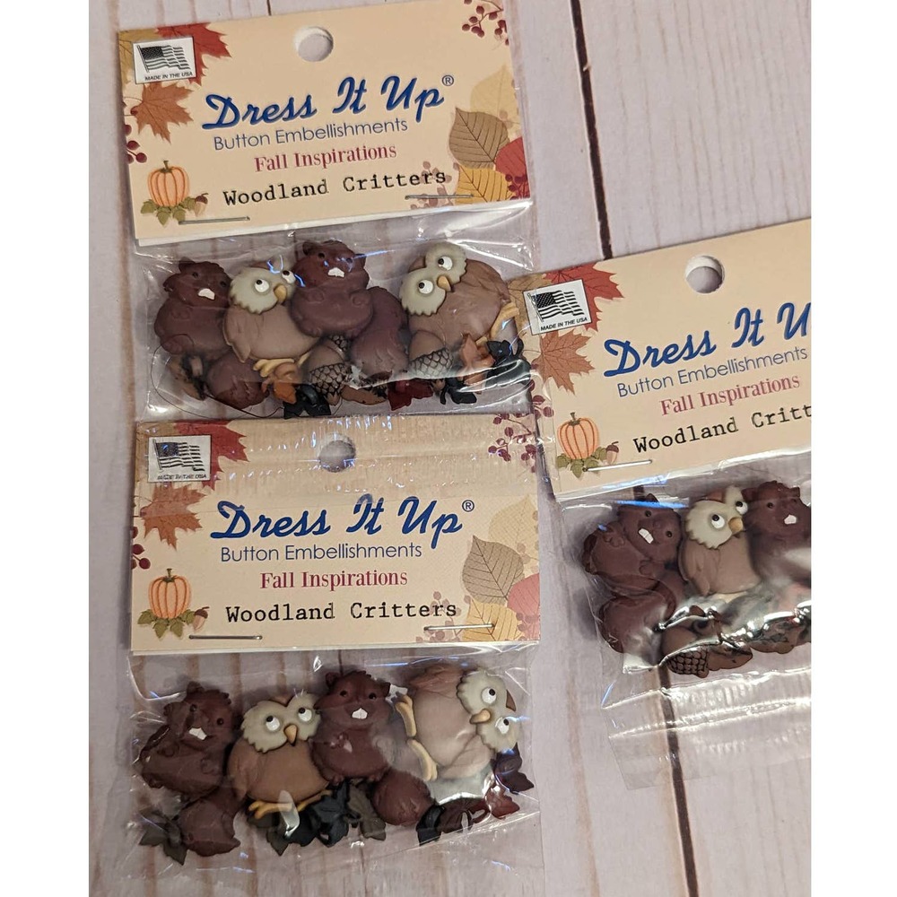 Fall Buttons Woodland Creatures Crafts/Clothes